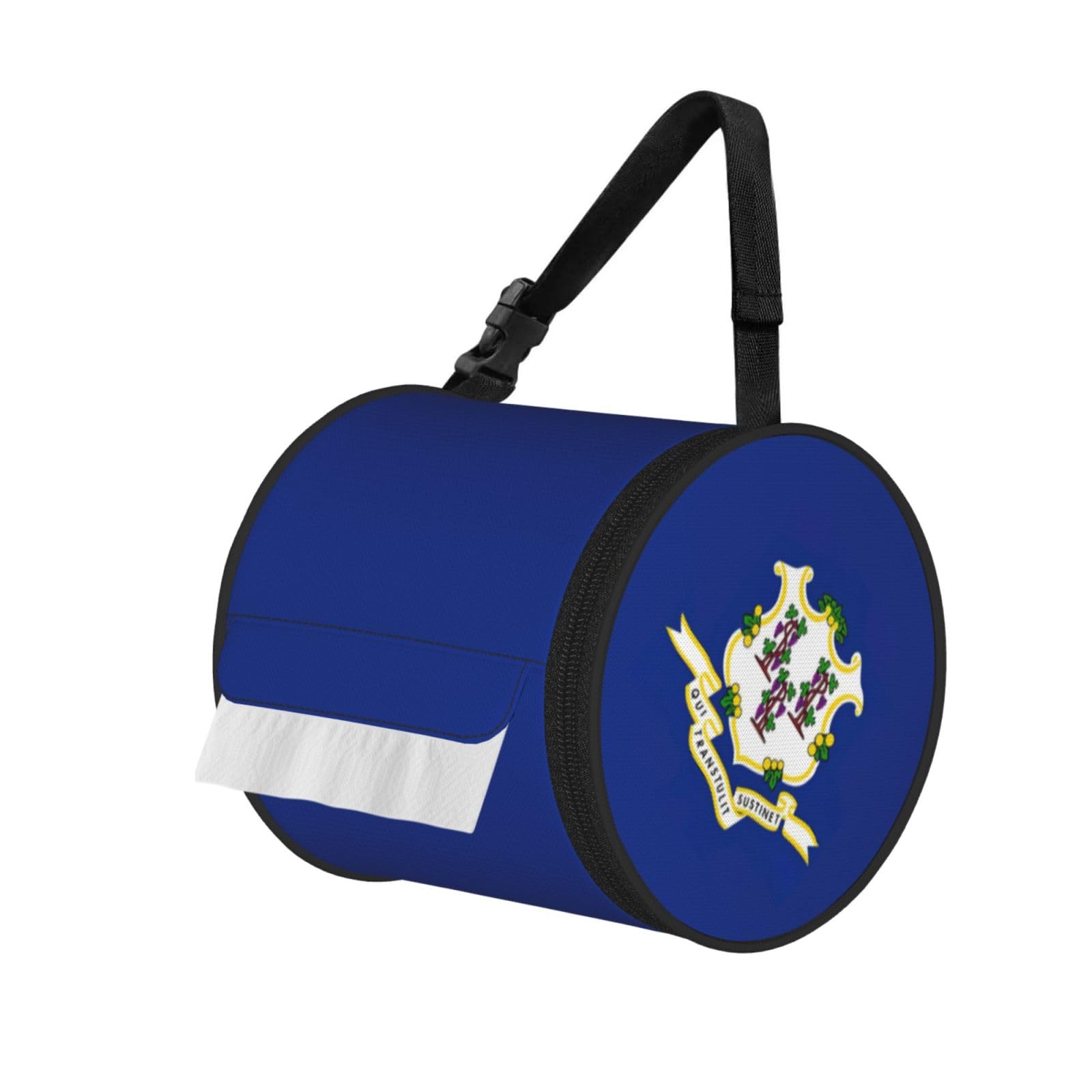 Connecticut State Flag Print Cylindrical Tissue Holder Bathroom Car Home Office Kitchen Decor Versatile