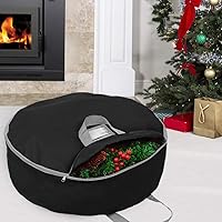 Vista 4 de Primode Bolsa de almacenamiento de corona de Navidad de 24 pulgadas, paquete de 2 contenedores de coronas artificiales, soporte para coronas