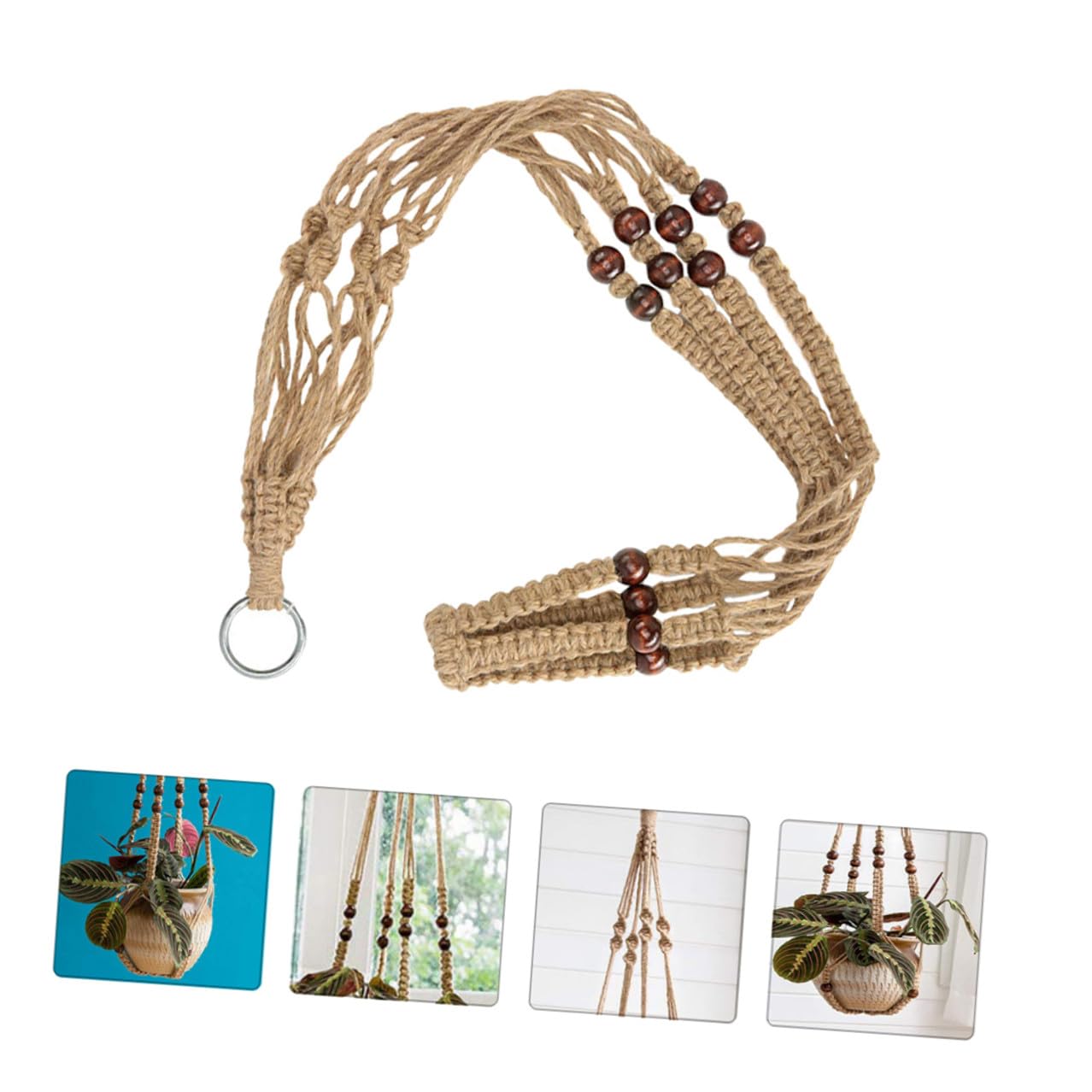 UKCOCO Lot De 3 Paniers Suspendus en Jute Et Macramé pour Plantes D'Intérieur en Corde De pour Pots De Fleurs en