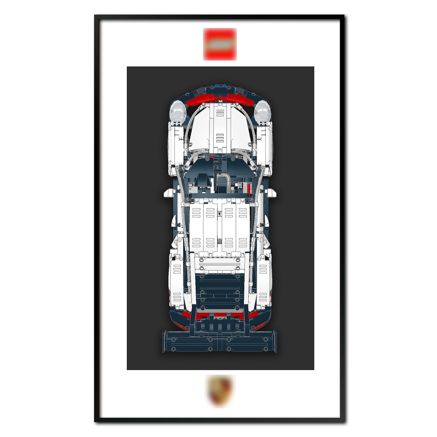 Sufunsu Men's Black Display Wall Mount Board For Lego 42096 Technic Porsche 911 Rsr,Adult Collectibles Gifts For Lego Car Wall Mount (Only Display Wallboard)