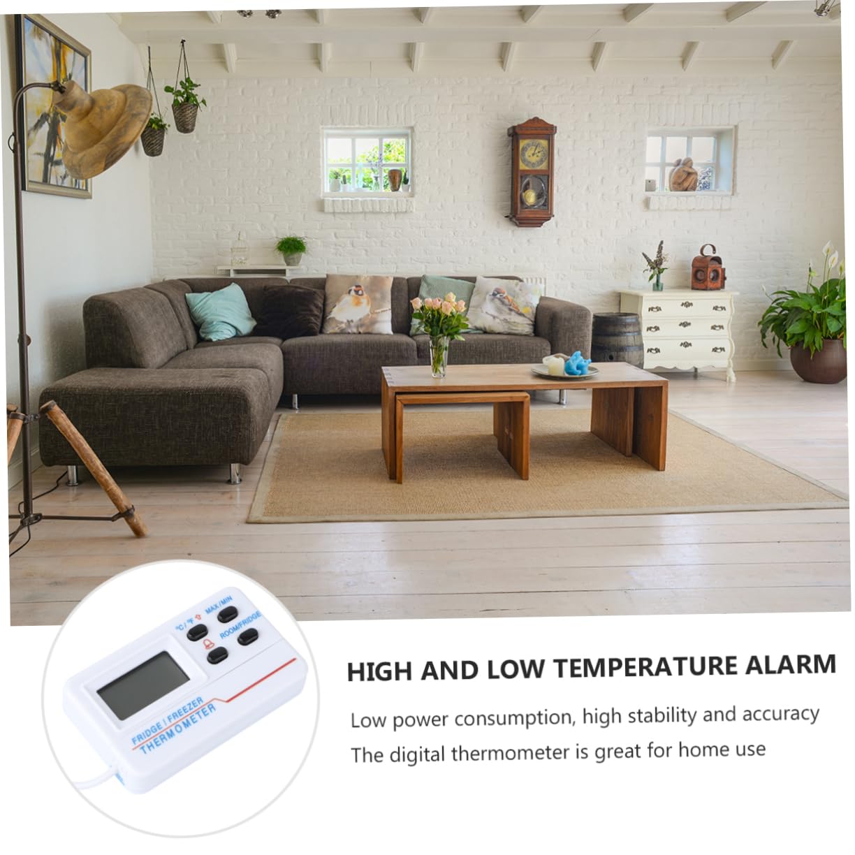 TEHAUX 3pezzi Termometro Digitale Per Interni Ed Esterni Con Allarme Per Congelatore e Frigorifero Precisione Elevata e Display Digitale Design Compatto e Basso Consumo Energetico