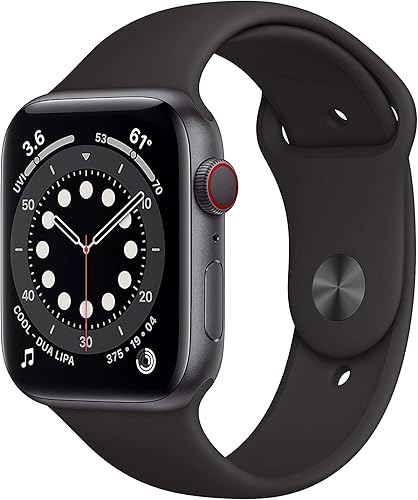 Apple Watch Series 6 GPS celular 1732in - Caja de titanio negro espacial con correa deportiva negra renovada