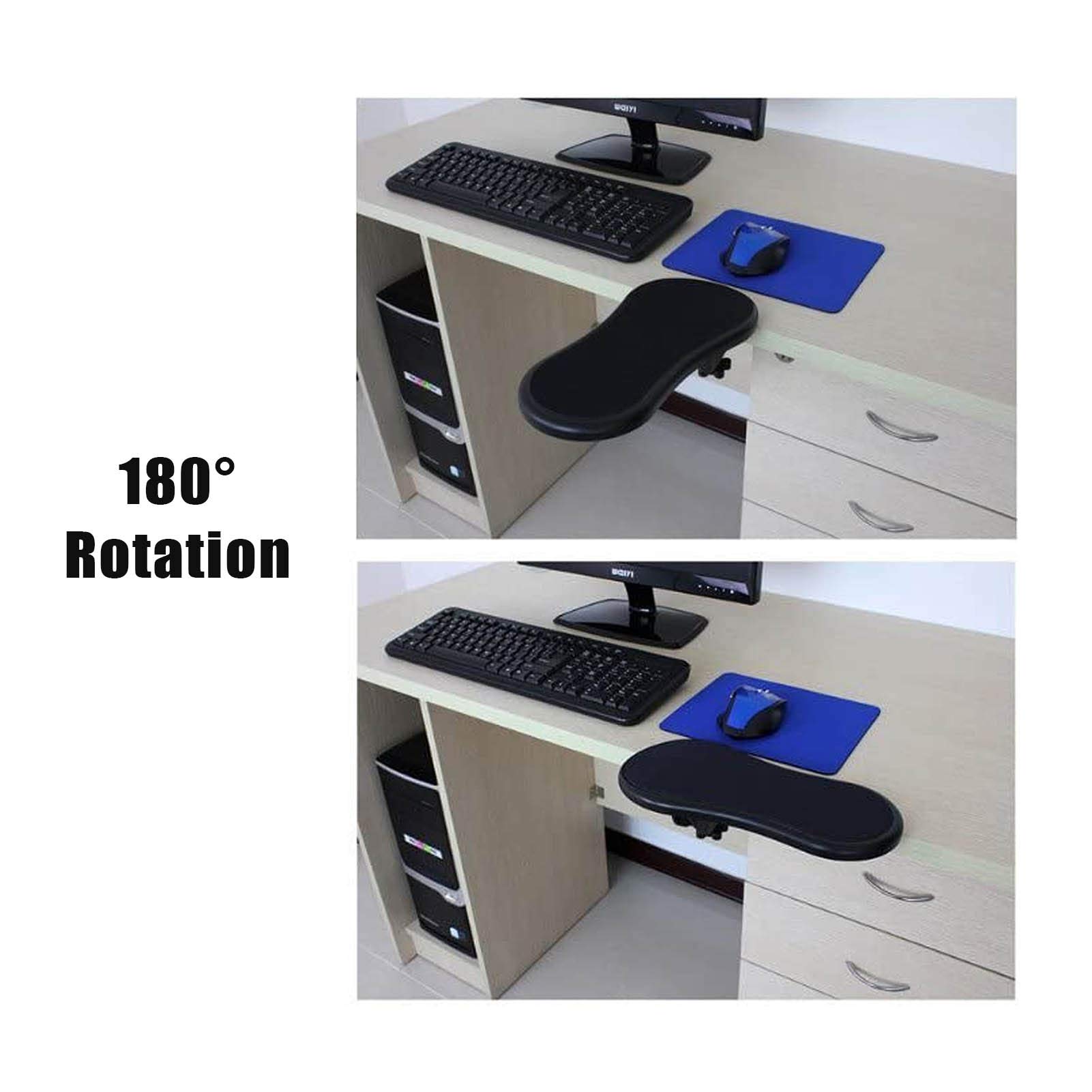 Reposabrazos ergonómico Ajustable para Ordenador, Alfombrilla giratoria para ratón, Soporte para reposamuñecas para Escritorio o Silla