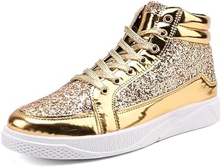 [cnstone] ハイカット スニーカー メンズ レディース 人気 スパンコール レースアップ ストラップ おしゃれ ヒップホップ ダンスシューズ 靴 派手 キラキラ