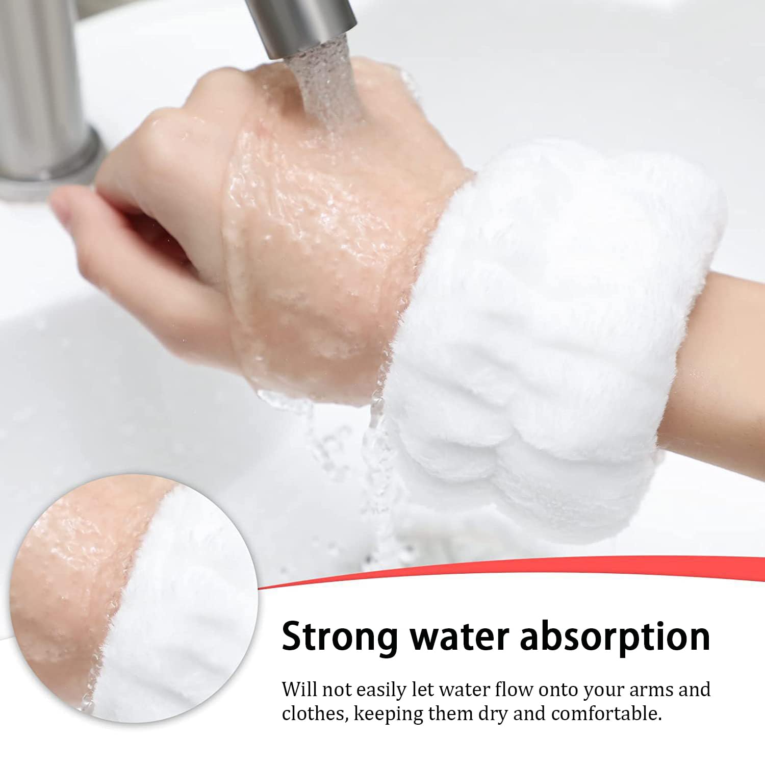 2 Paires de protège - Poignets Spa, protège - Poignets en Microfibre, Bracelet Absorbant Corail, Serviette de Protection pour Le Visage, Douche, Yoga, Sport