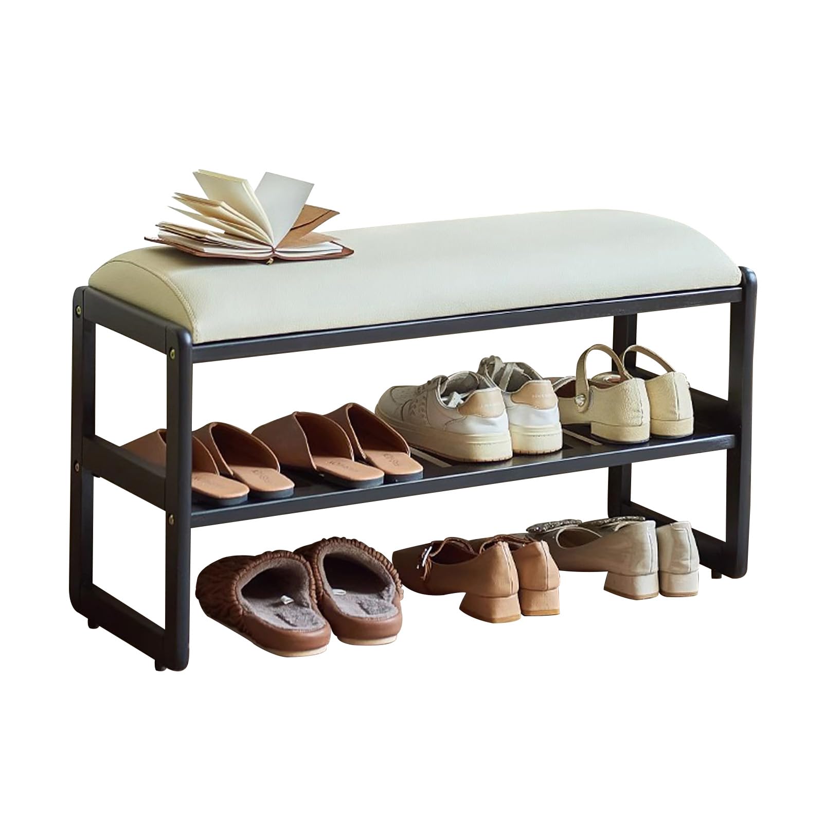 Étagère à chaussures d'entrée avec banc rembourré pour couloir chic