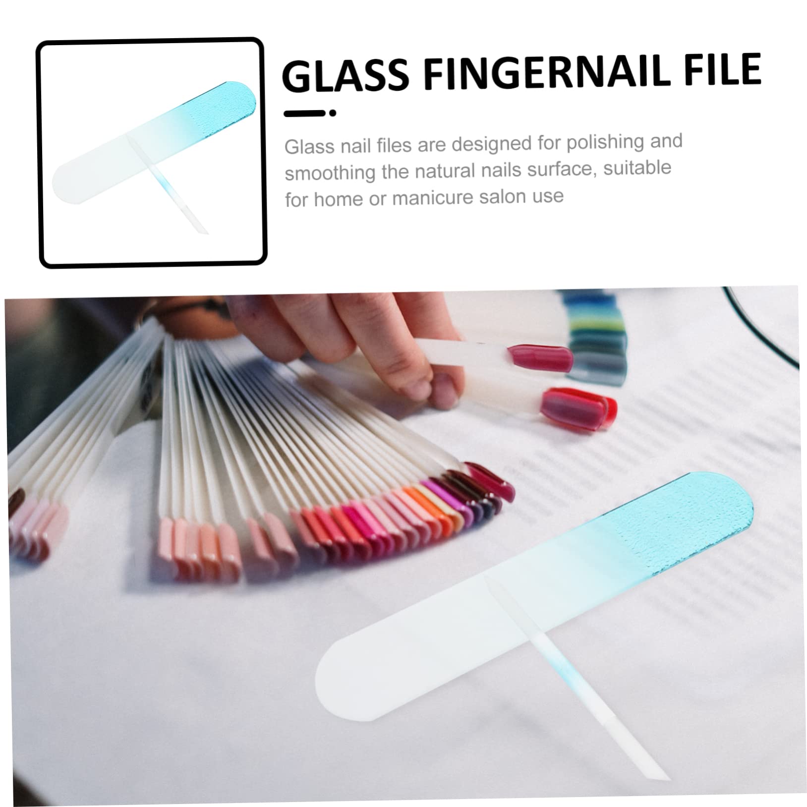 Healeved 6stücke Teiliges Glasnagelfeilen Mit Blauem Griff Professionelle Nagelpflege Für Naturnägel Tragbar Wiederverwendbar Für Zuhause Salon Maniküre-werkzeuge Für Frauen