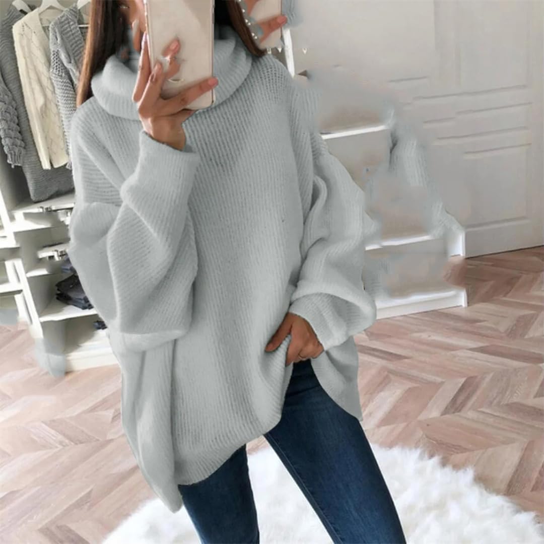 Maglione da donna a collo alto autunno e inverno oversize caldo pullover lavorato a maglia casual allentato manica lunga top