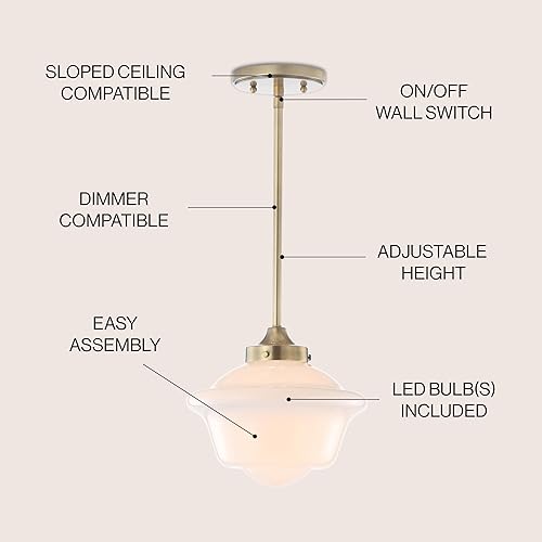 Miniatura 9 de JONATHAN Y JYL3517B Kurtz - Colgante LED de metal  cristal ajustable de 9.5 pulgadas, contemporáneo, transicional, regulable, comedor, sala de
