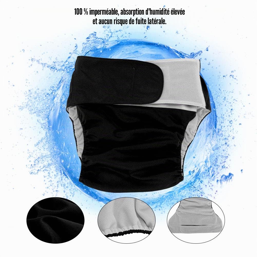 Couches Pour Adultes, Couches En Tissu Adulte Réutilisables Anti Side Leakage Nappy Cloth Diapers Réglable Grande Couche, Pour Les Soins Aux Personnes Âgées Et Handicapées (Noir)