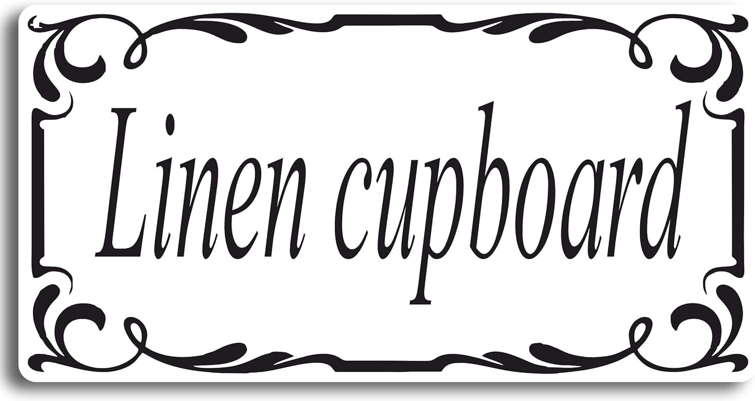 Linen Cupboard Door Sign Self Adhesive Vinyl Sticker, Decal