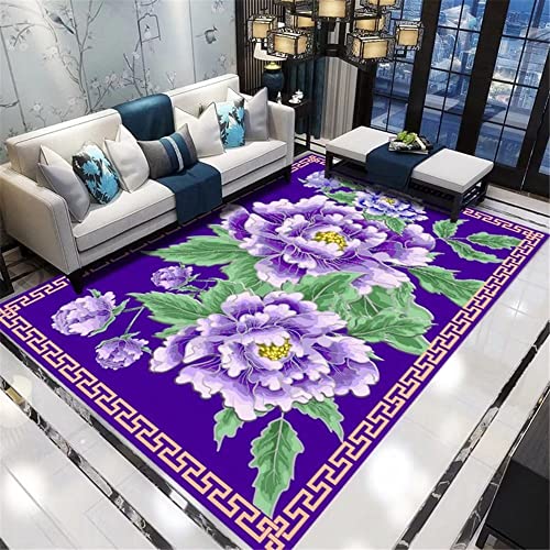 Tapis couloir long bleu 200x250 de salon lavable et extérieur balcon