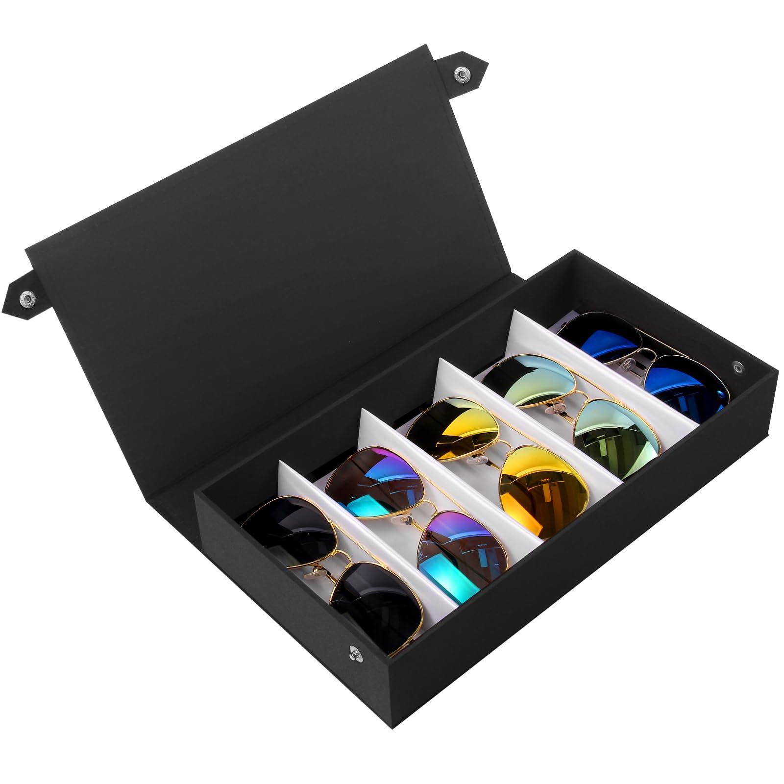 Baojulong 5-Slot Eyeglass Case Organizer - Portable Storage for Sunglasses & Glasses, Perfect for Travel & Home Use