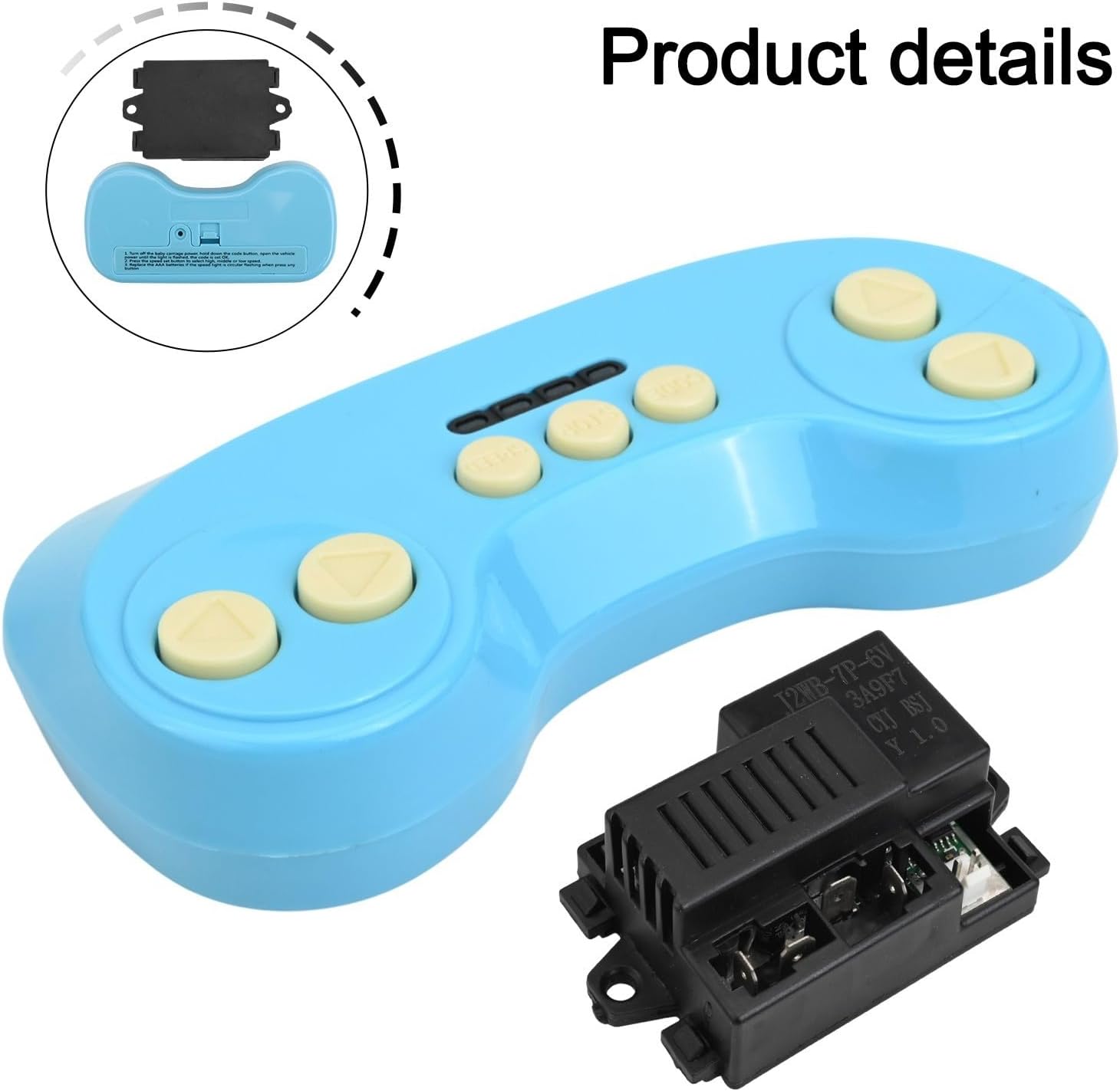 J2WB-7P 12V Receiver Ride Car, Compatible with J2W-7P-6V Vehicle Controller Remote Control System Replacement (J2W-7P-6V full set)