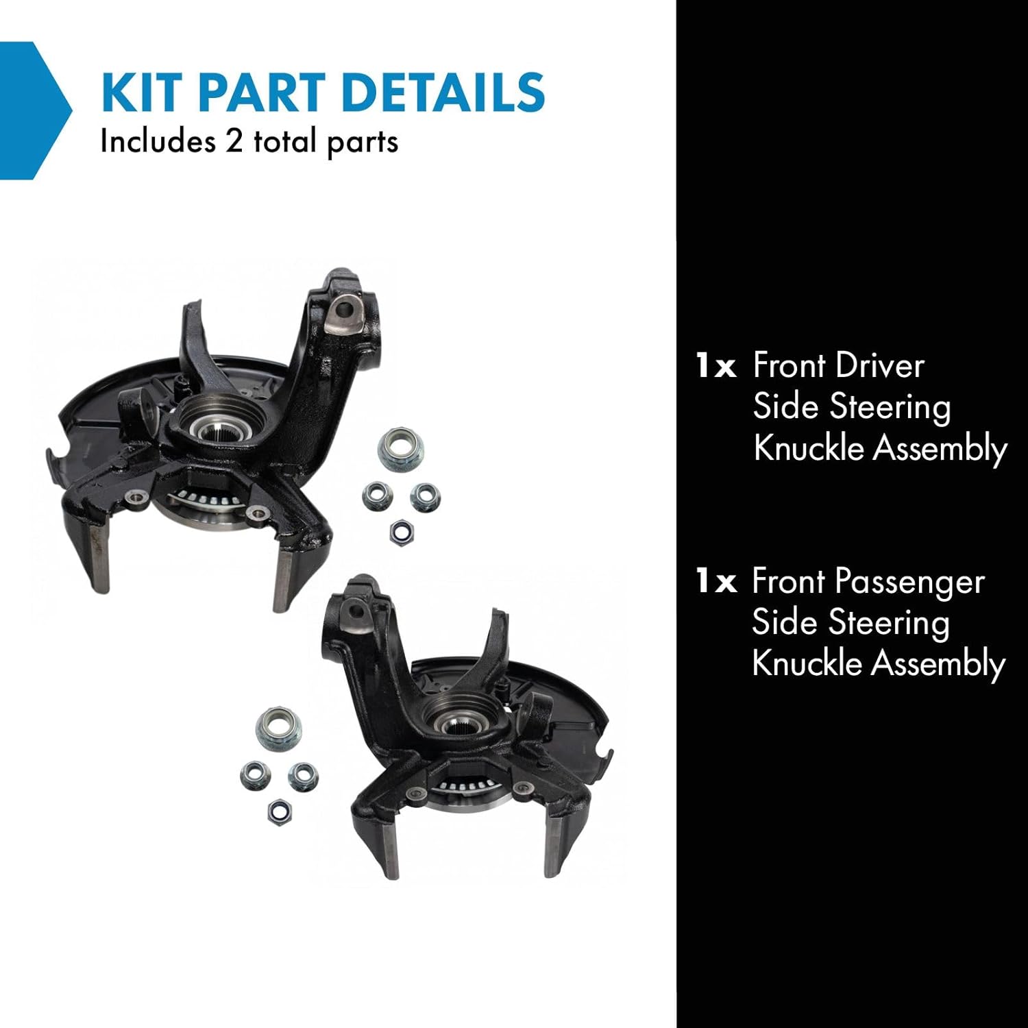 TRQ Front Wheel Bearing & Hub Assembly Pair with Knuckle for Golf Jetta Beetle