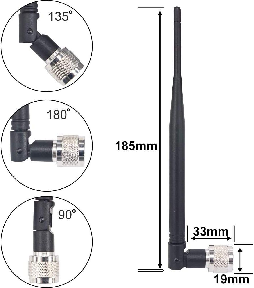 4G LTE Antenna Cellular LTE Aerial N Male Antenna 700MHz-2700MHz 5dBi 4G Omni-Directional Whip High-gain Transmit-Receive for Cell Signal Booster Amplifie Pack of 2