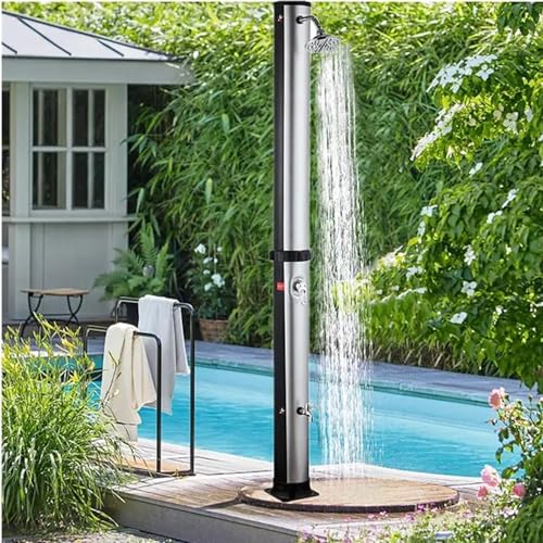 Doccia solare per piscina, 10 galloni bagno esterno con testa in ottone & rubinetto del piede, riscaldatore da giardino portatile per il campeggio, risciacquare dopo il nuoto, costruzione durevole del