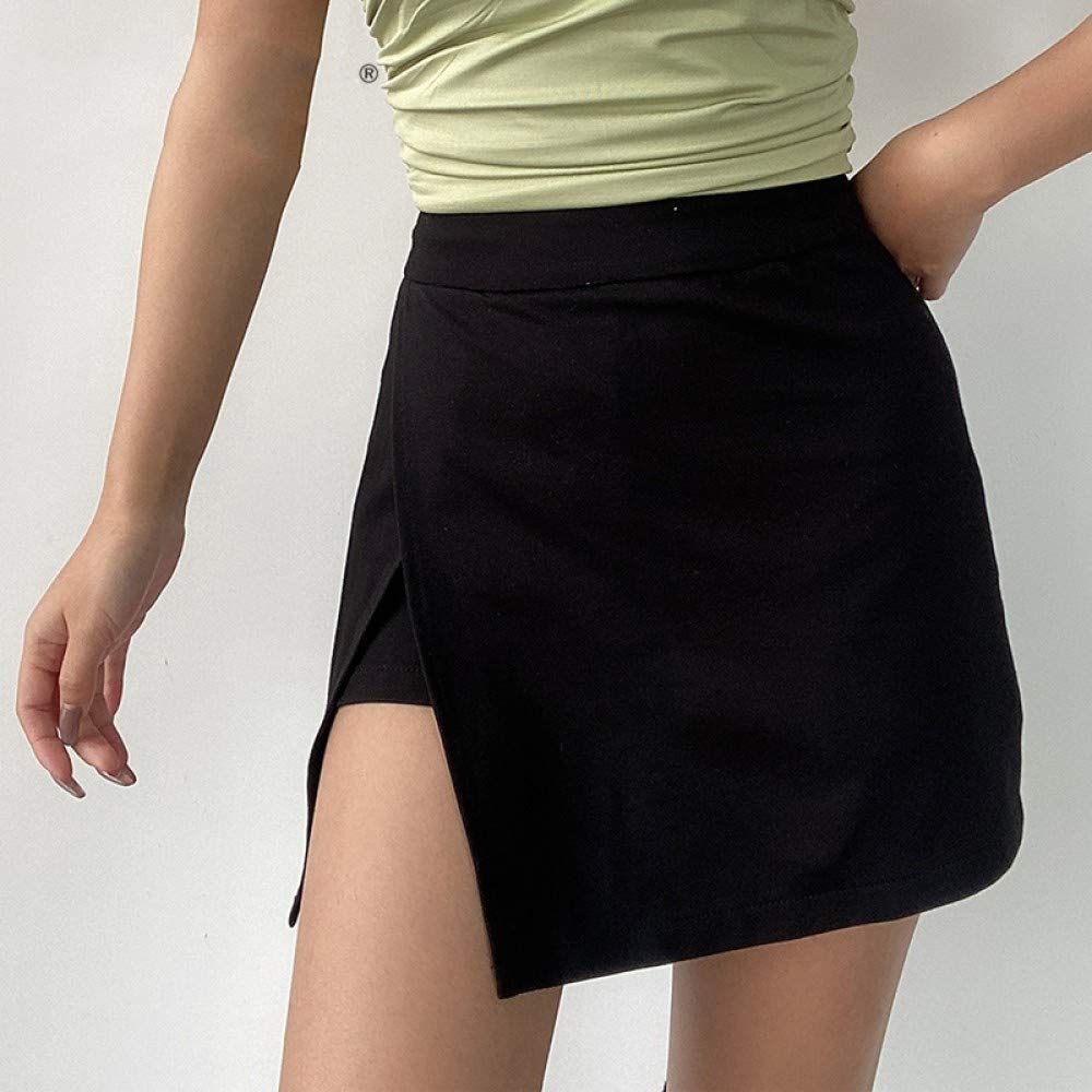 Falda Mujer Mini,Falda Acampanada De Cintura Alta Negro Split Summer College Style Casual Skater Tenis Falda Lápiz Con Forro De Cremallera Pantalones Cortos Para Niñas Damas Playa Fecha De Vacacio