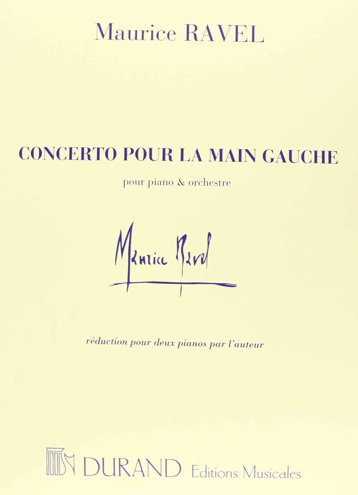 CONCERTO POUR LA MAIN GAUCHE PIANO