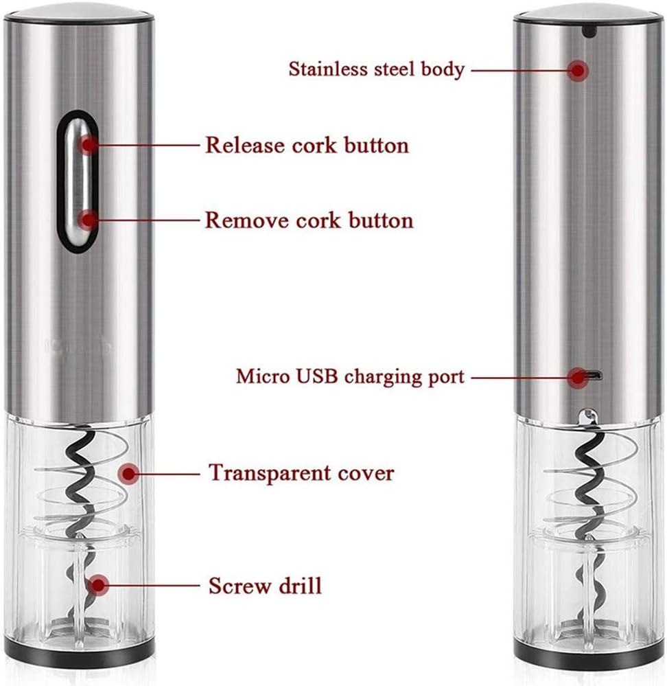 4 in 1 Electric Red Wine Bottle Opener Automatic Corkscrew Foil Cutter USB Cable Kitchen Accessories