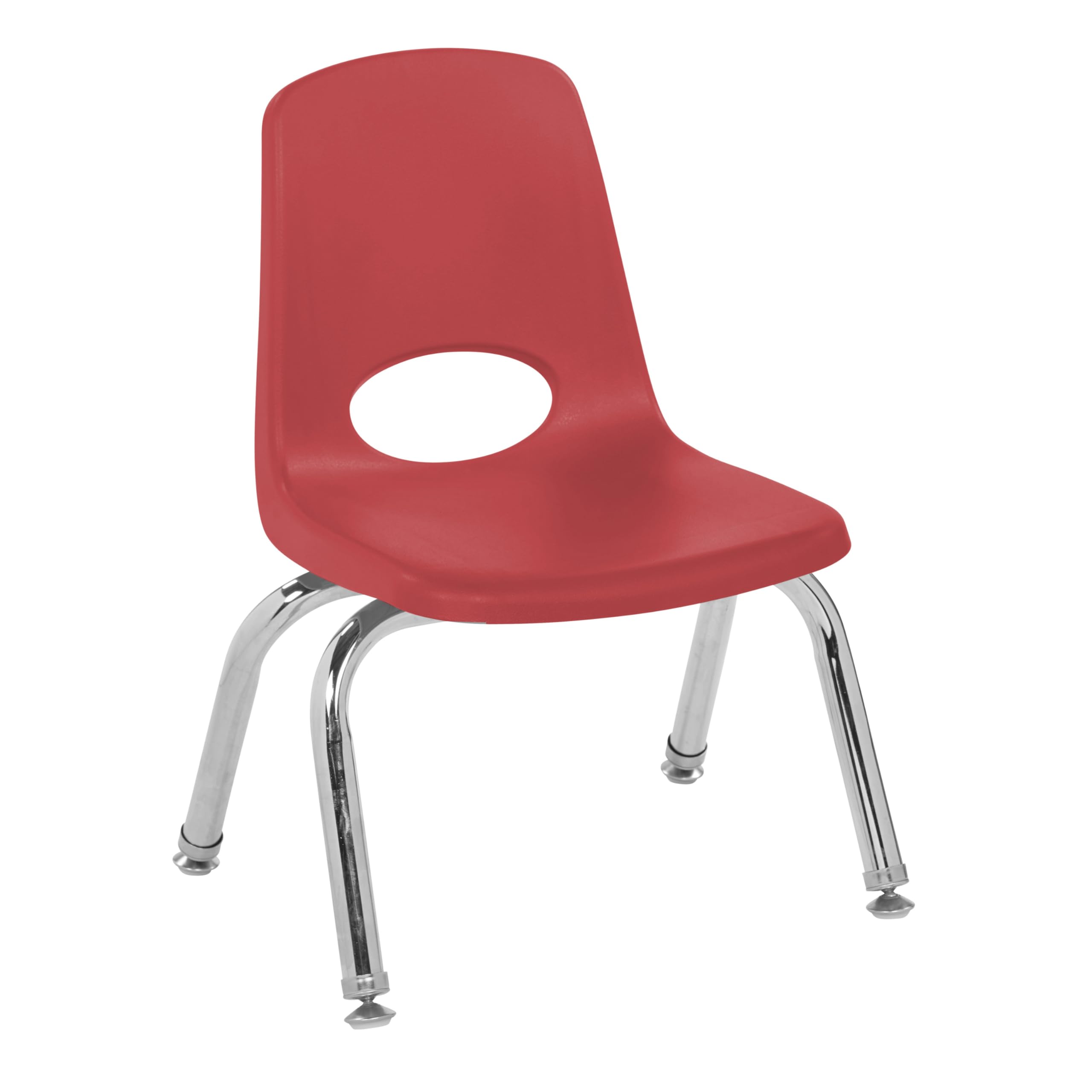 FDP 10" School Stack Chair,Stacking Student Seat with Chromed Steel Legs and Swivel Glides for Preschool, Classroom or Homeschool - Red, 11554-RD