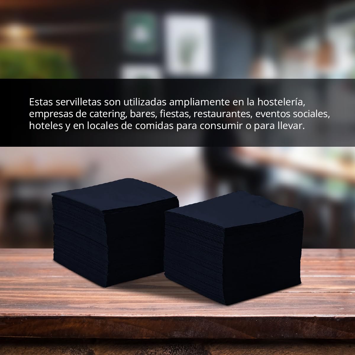 Pack de 1200 Servilletas Cocktail de Papel 100% Reciclables y Negras + Articulo de manaje aleatorio - Servilletas Eco 10 x 10 cm - Hostelnovo (1200 NEGRAS)