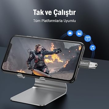 (İkili) OTG Akıllı Giriş USB 3.0 to Type-C Dönüştürücü Adaptör Çevirici 5Gbps, iPhone 16, Pro, Pro Max, M2, M3, M4 MacBook Pro, Air, iPad Pro ve Galaxy S25, S24, S23 ve Tabletler ile Uyumlu