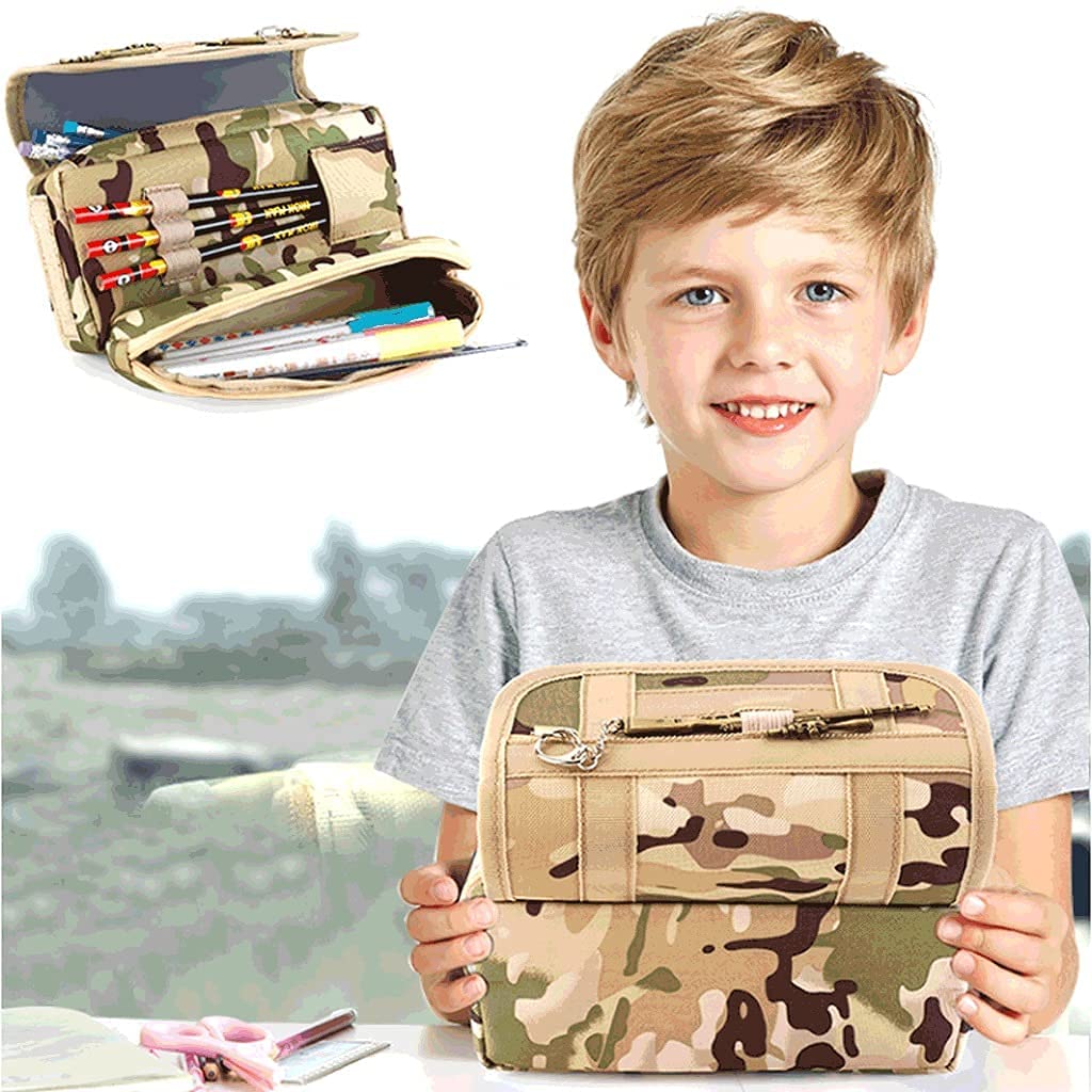 Caja de lápices Camuflaje Oxford Paño Funda de lápiz para Adultos niños, Organizador de papelería con Cremalleras para Oficina/marrón de la Escuela/Verde Bolsa Bolsa de Bolsa (Color : Green)
