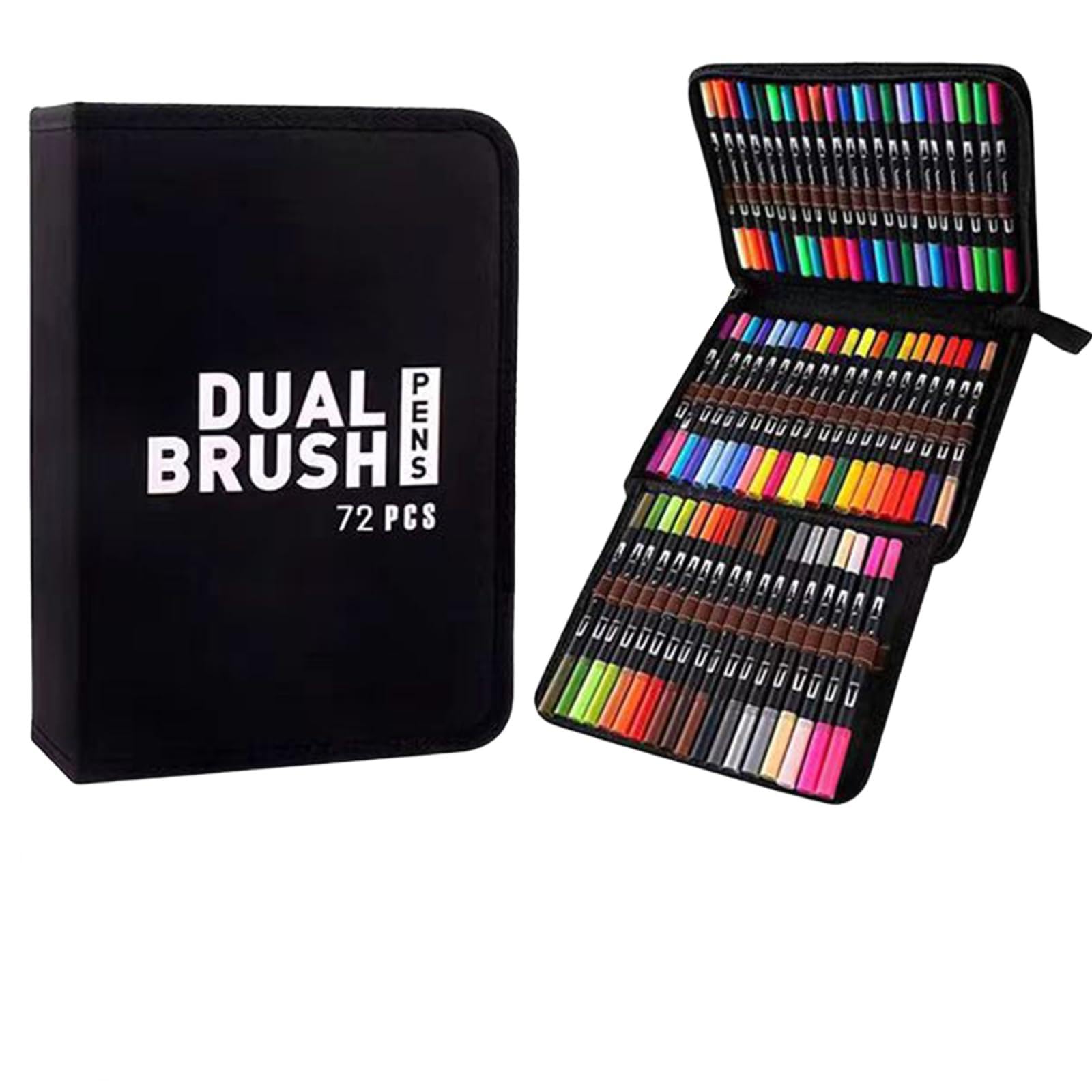 Dokeno Rotuladores de Doble Punta, 72 Colores Vibrantes para Lettering, Kit de Rotuladores Punta Pincel y Fina, Ideal para Niñas, Adultos, Colorear, Pintar, Esbozar
