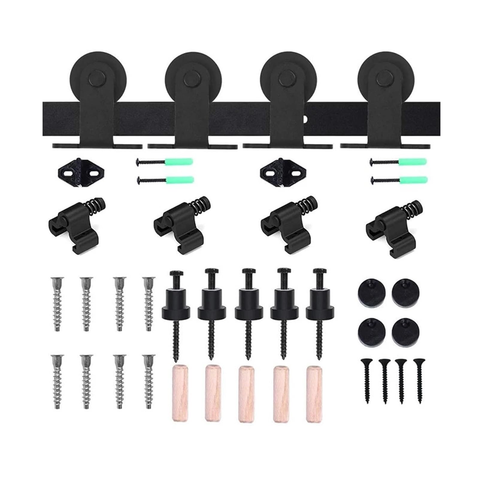 Kit de rieles for puertas corredizas madera granero 4 a 10 pies, herrajes for armarios, sistema for dobles(6.6FT 122cm Rail Kit)