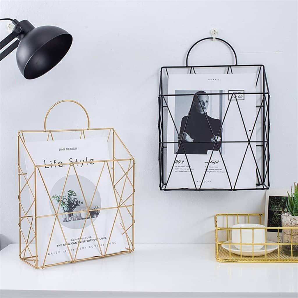 HBJWOV Newspaper Storage Rack Wall Mounted Magazine Display File Holder Home Living Room Decoration(E)