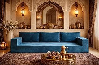 Traditional Arabic Majlis Floor Sofa Set 1. 3 seater (Blue)