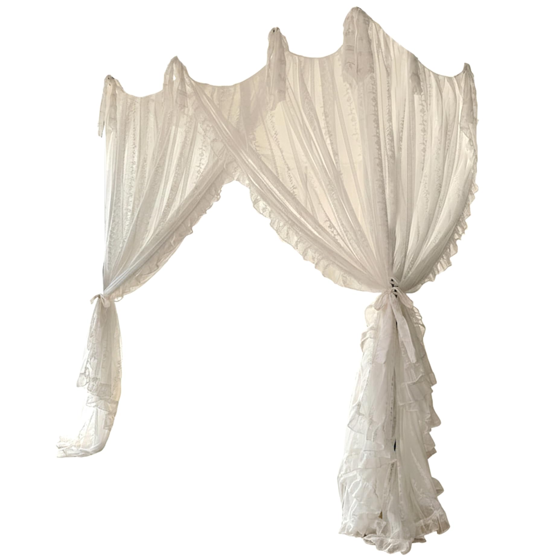 Dosel de cama con 3 aberturas protección y cortinas blancas estilo princesa romántica