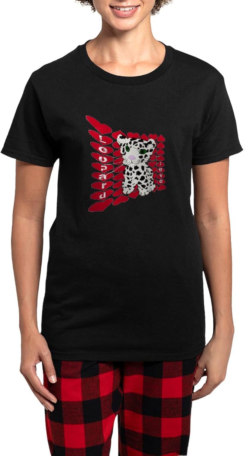 CafePress Snow Leopard Love Women's Dark Pajamas Womens Novelty PJ Sleepwear