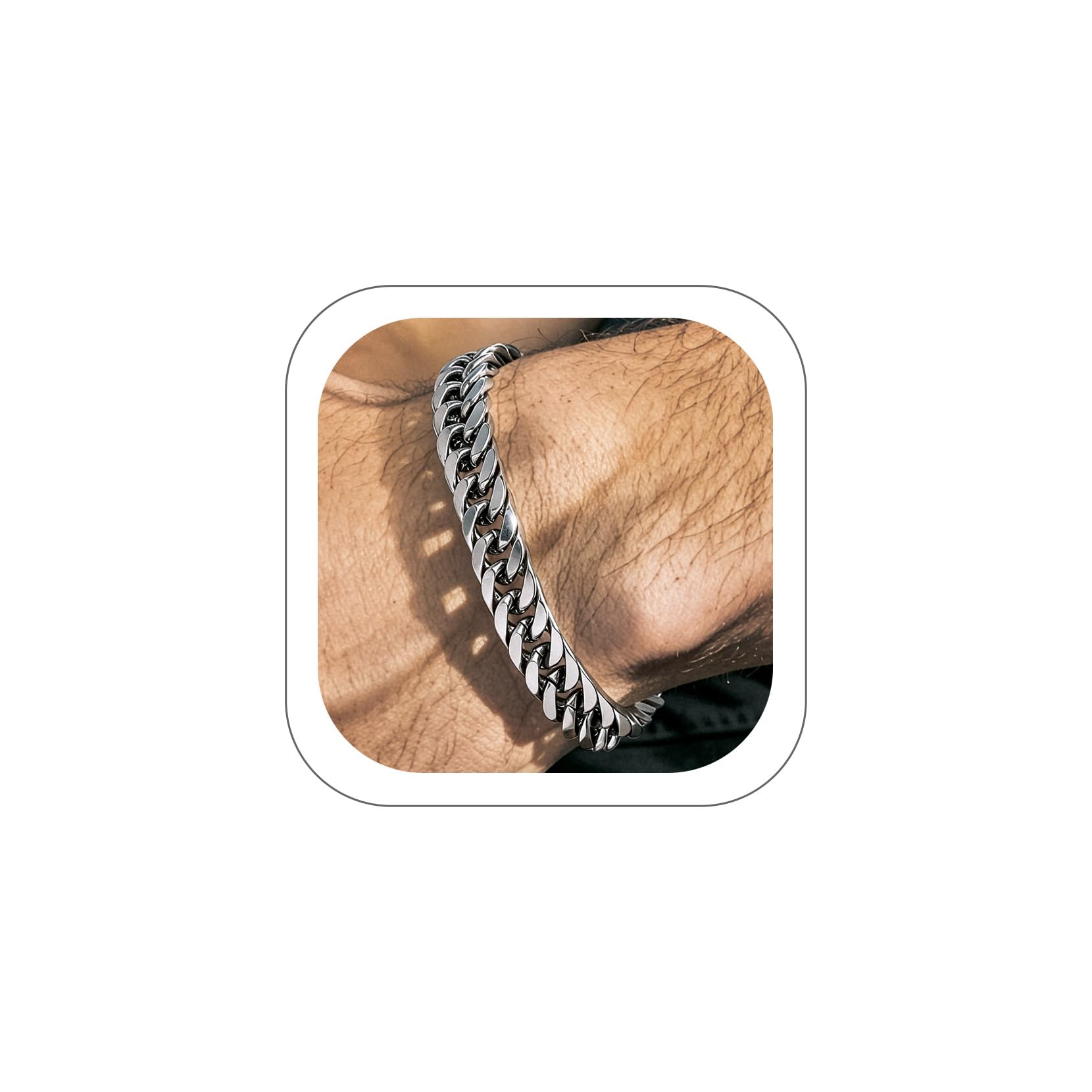 Richsteel Cuban Link Bracelet for Men,Gold/Black/Silver,6/8/12/17mm Width