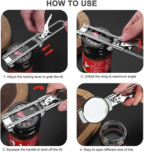 Adjustable Multifunctional Stainless Steel Can Opener, Adjustable Stainless Steel Can Opener, Handheld Bottle Opener For Any-Size Lids (3 Pcs, Standard) #TOP6