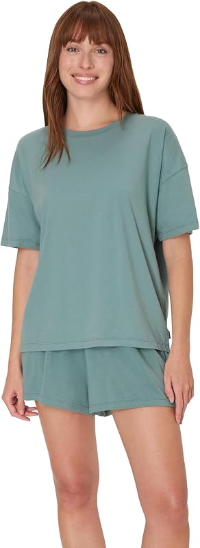 Hanes Conjunto de pijama para mujer, conjunto de pijama cómodo para mujer, ropa de estar por casa Originals SupertSoft, remera y pantalones cortos para dormir