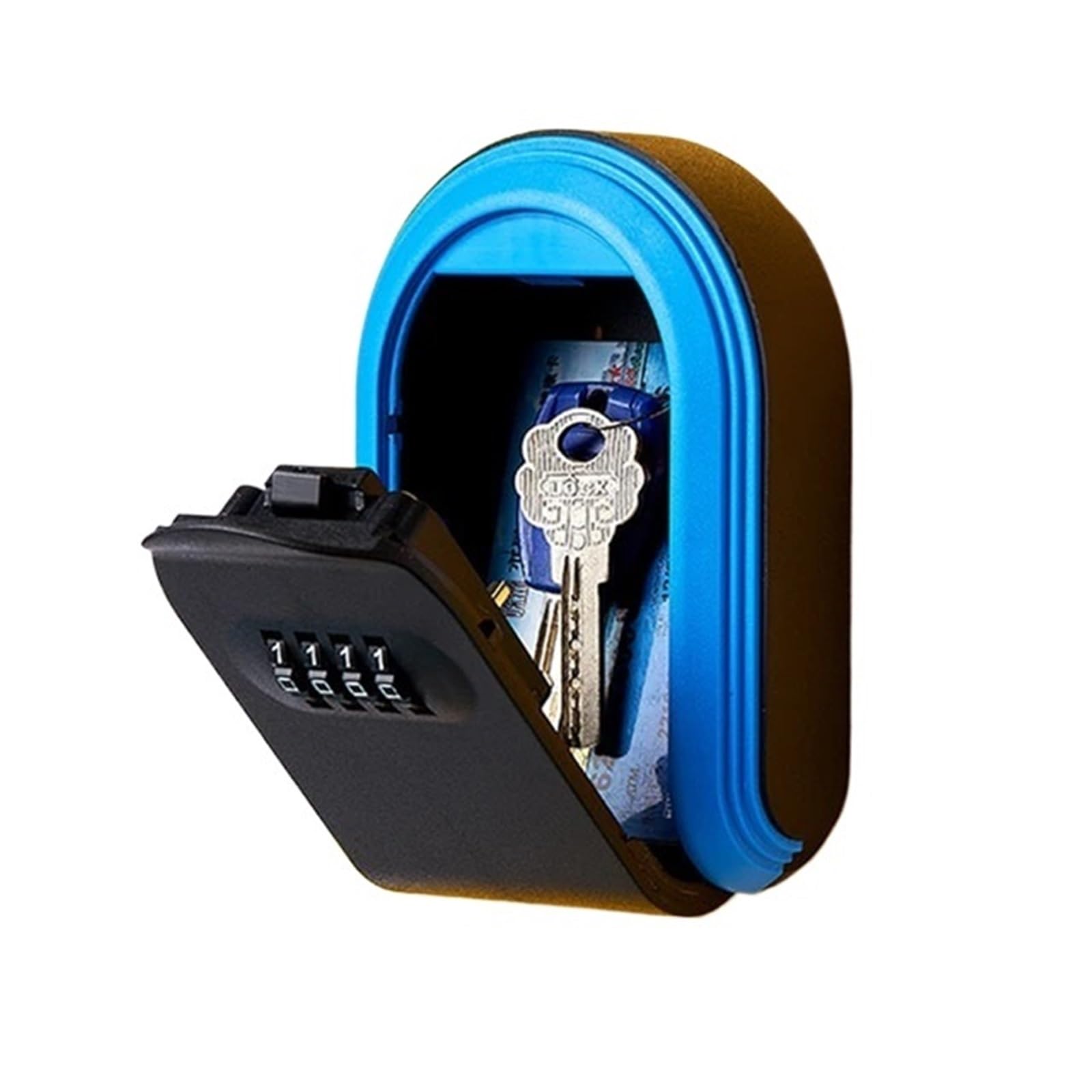 Magnetischer Schlüsselanhänger mit Schloss, Wandmontage, Metall-Schlüsselsafe mit 4-stelliger Kombination und Passwort, Aluminium-Sicherheitsbox für Zuhause oder Büro