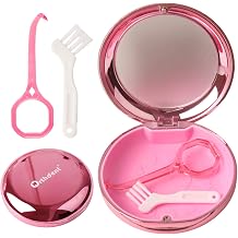 Solid Orthodontic Retainer Case Aligner and Retainer Case with Special Magnetic Closure 1 Pcs Retainer Case +1 Pcs Aligner Remover Hook +1Pcs Brush Pink