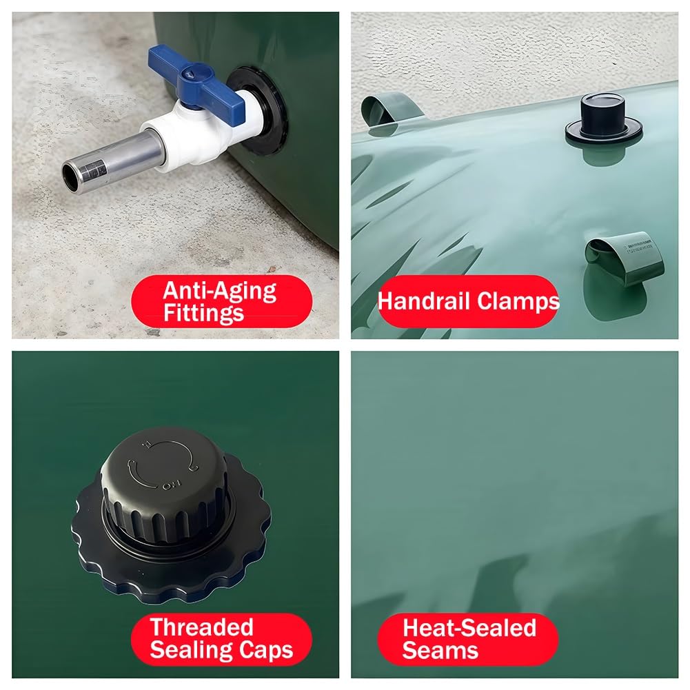 Tanque de almacenamiento de agua portátil, bolsa de agua plegable con válvula, contenedor de agua de emergencia de gran capacidad para camping y jardinería