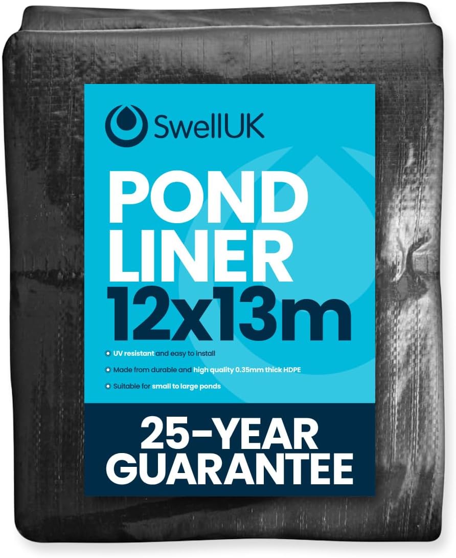 Swell UK 12m x 13m Pond Liner | 25 Year Guarantee | HDPE | UV Resistant | Garden Fish Ponds
