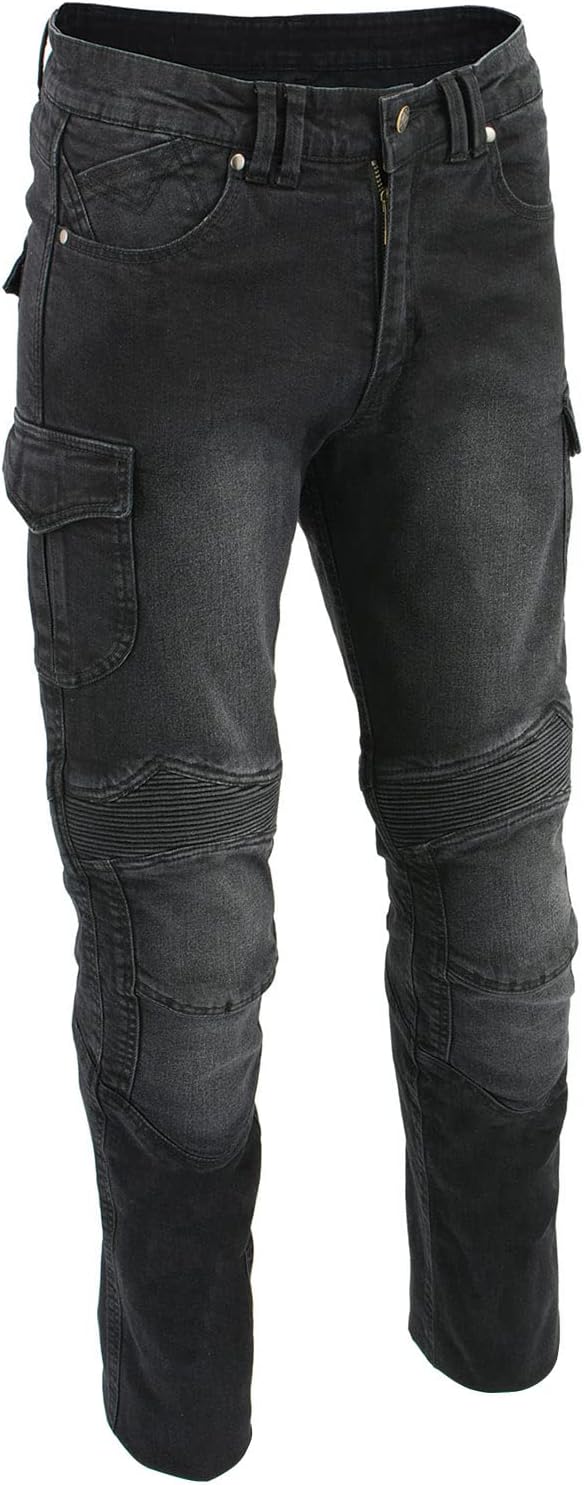 Milwaukee Leather MDM5011 Men's Millennium Black Knee Flex CE Armored Motorcycle Denim Jeans Reinforced w/Aramid Fibers - 28