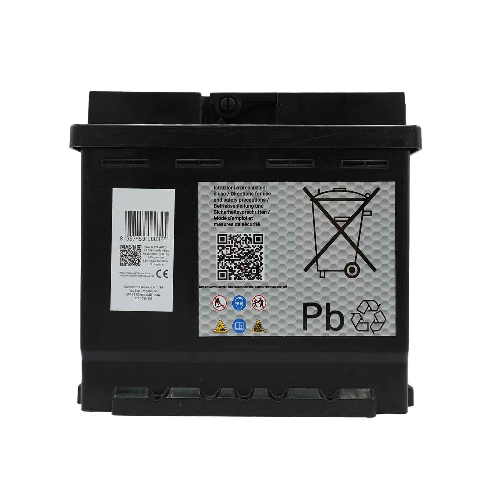 SpeedMax Batteria Auto 50Ah AGM 12V 540A Start&Stop