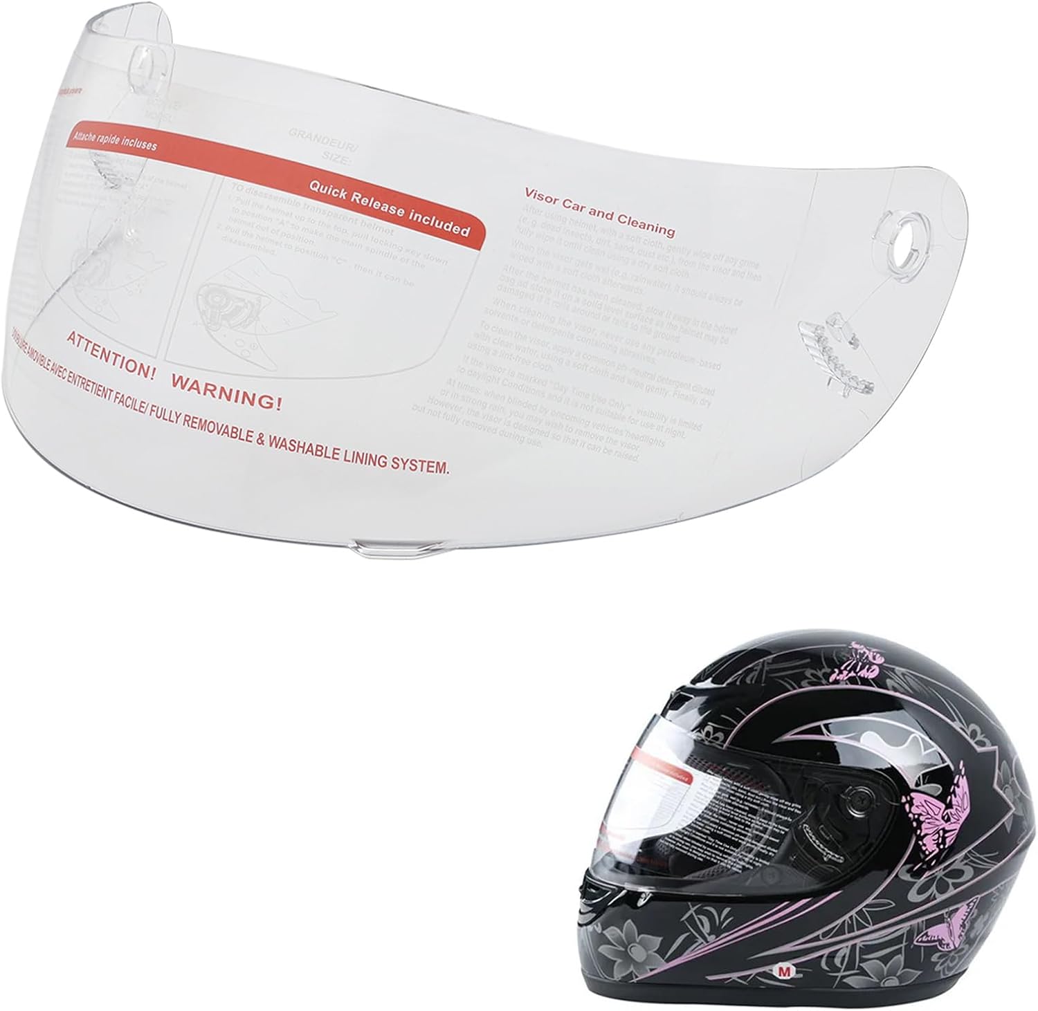 3-Snap Motorcycle Helmet Visor For Open Face Helmets | Flip-Up Bubble Shield, Sun & Wind Protection-933076