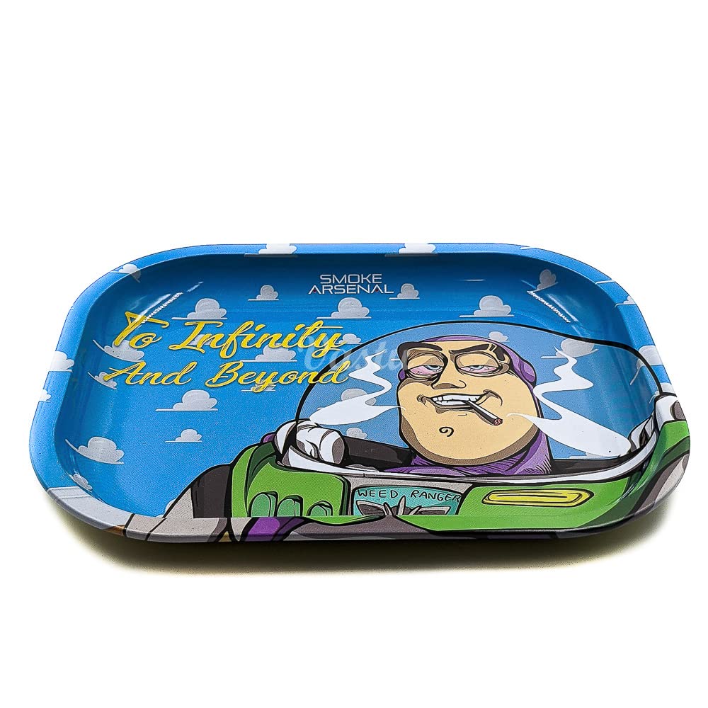 Rolling Tray - Small Metal Smoking Rolling Tray - Various Cartoon Designs (Infinity and Beyond)