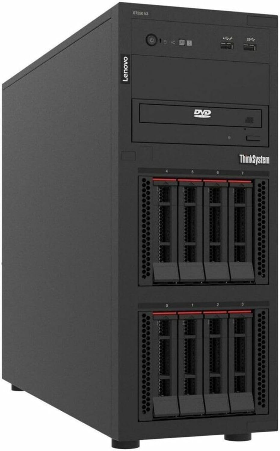 Lenovo ThinkSystem ST250 V3 7DCEA020NA Tower Server - 1 x Intel Xeon E-2456 3.30 GHz - 16 GB RAM - 12Gb/s SAS Controller - Intel C266 Chip - 1 Processor Support - 128 GB RAM Support - TruDDR5 - Matrox
