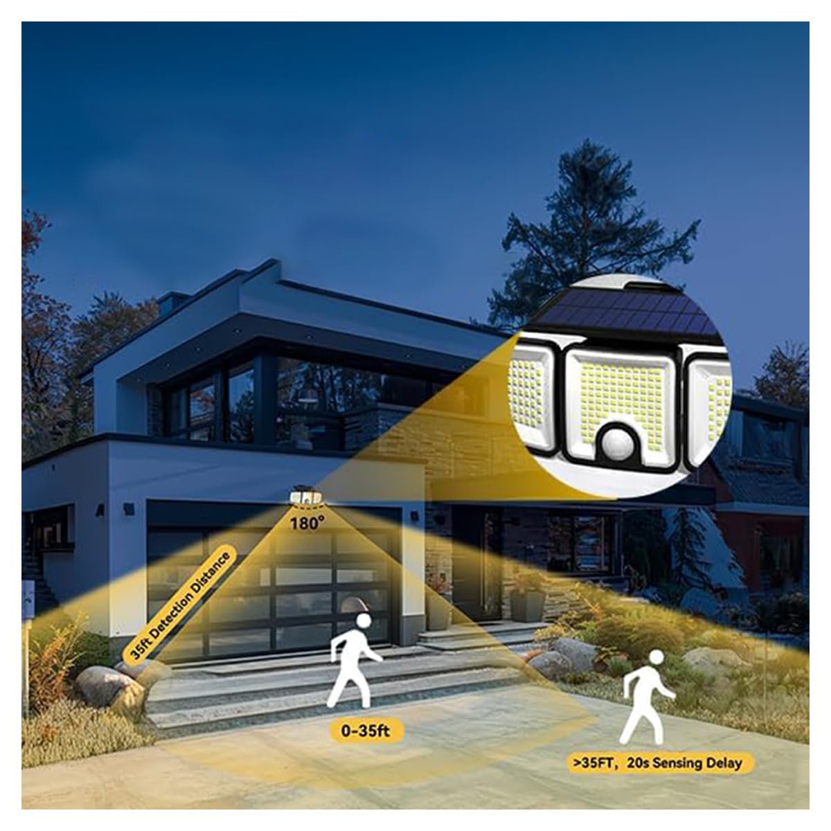 Greentech Güneş Enerjili 223 Cob Ledli, Hareket Sensörlü, 3 Taraflı Aydınlatma/GT-SL25