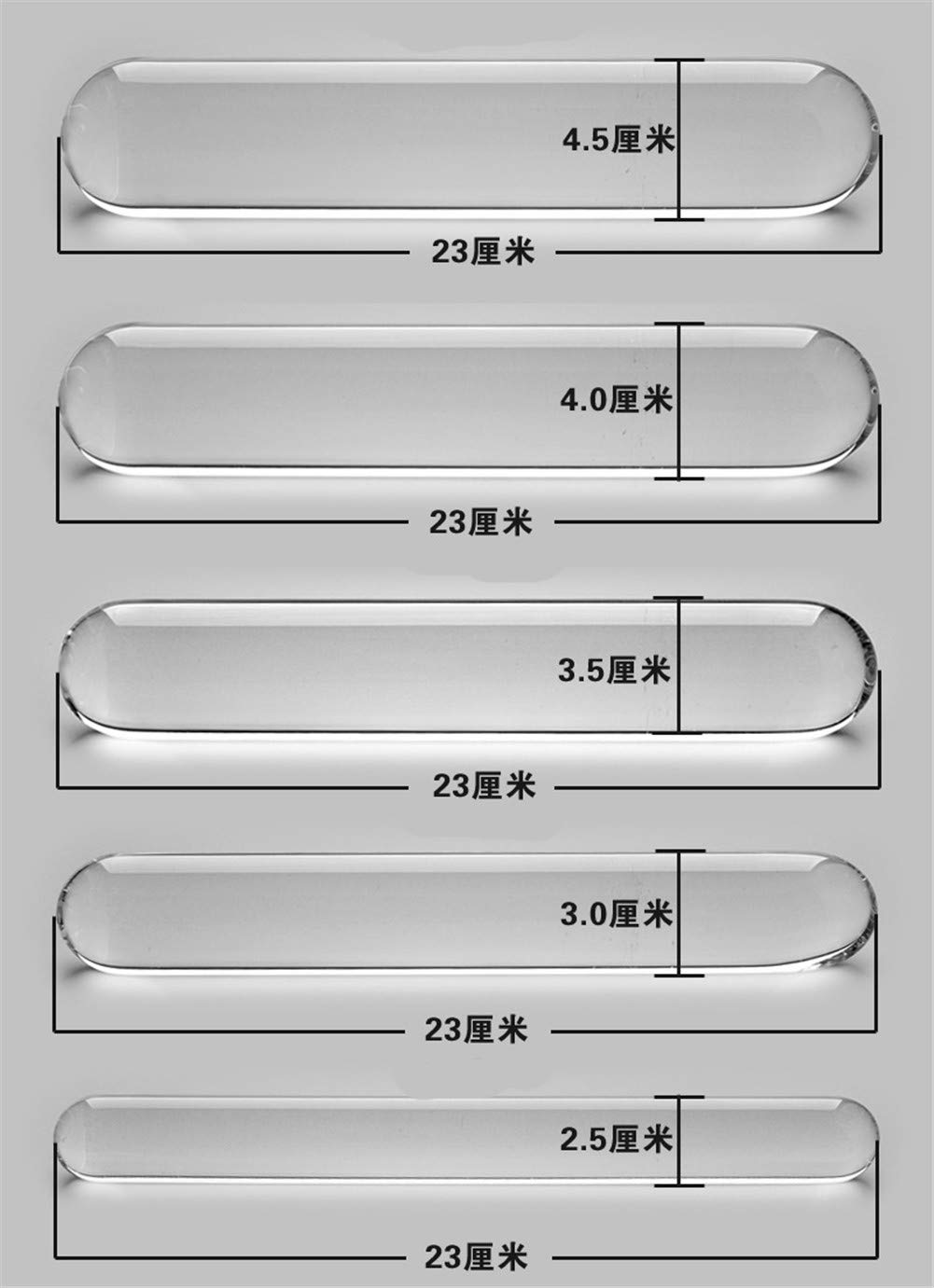 Dildo anale in vetro, lunghezza 23 cm, diametro 5 cm