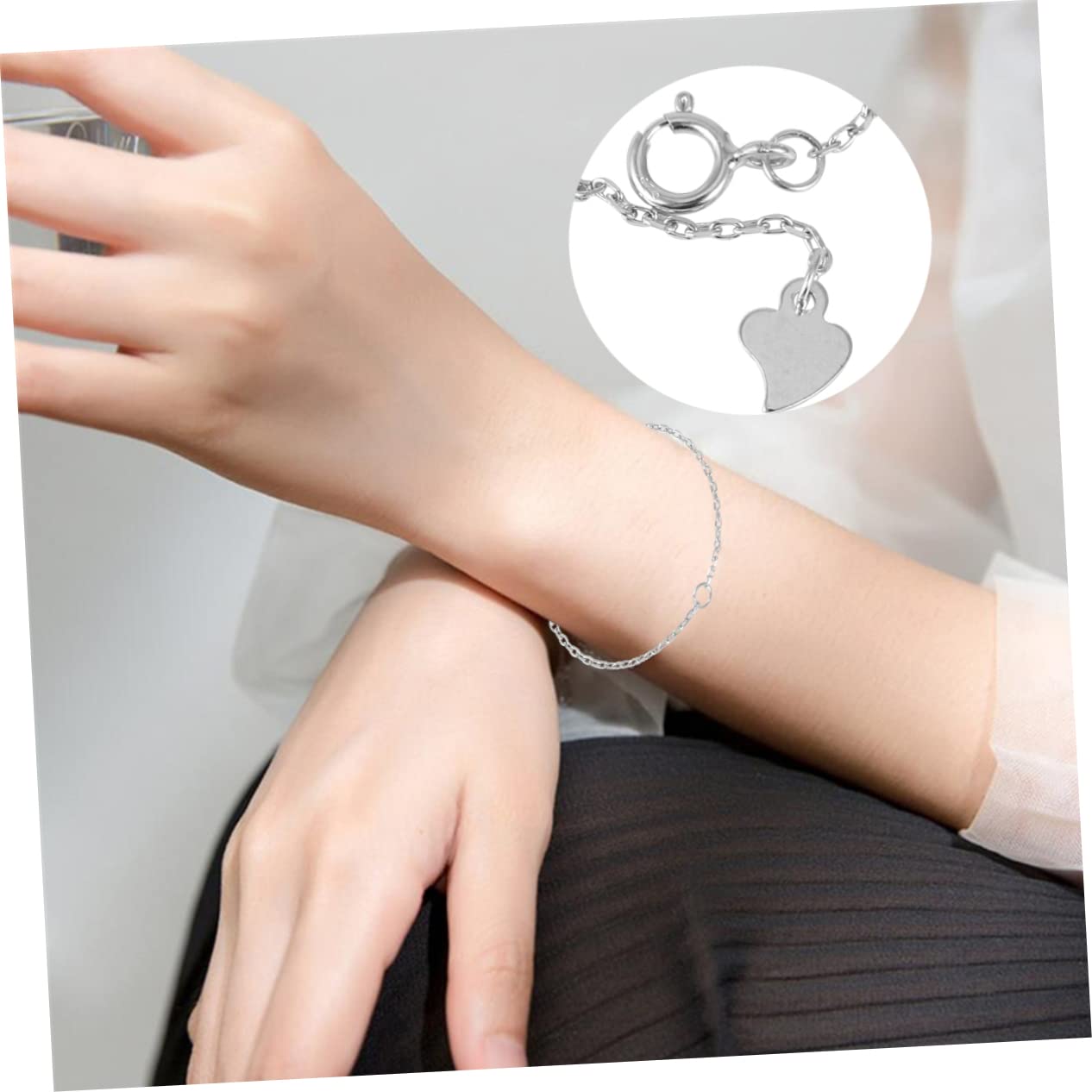LALAFINA 9stücke Teiliges Kettenverlängerungen Für Armbänder Und Verstellbare Gliederketten Silber Mit Zarten Herzanhängern Für -schmuckgestaltung