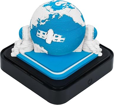 2026 Time Piece Calendar Memo Pad,3D Earth 2026 Desk Calendar DIY Notes Notepad With Light,3D Art Calendar Paper Carving Gift Desktop Decors-Blue